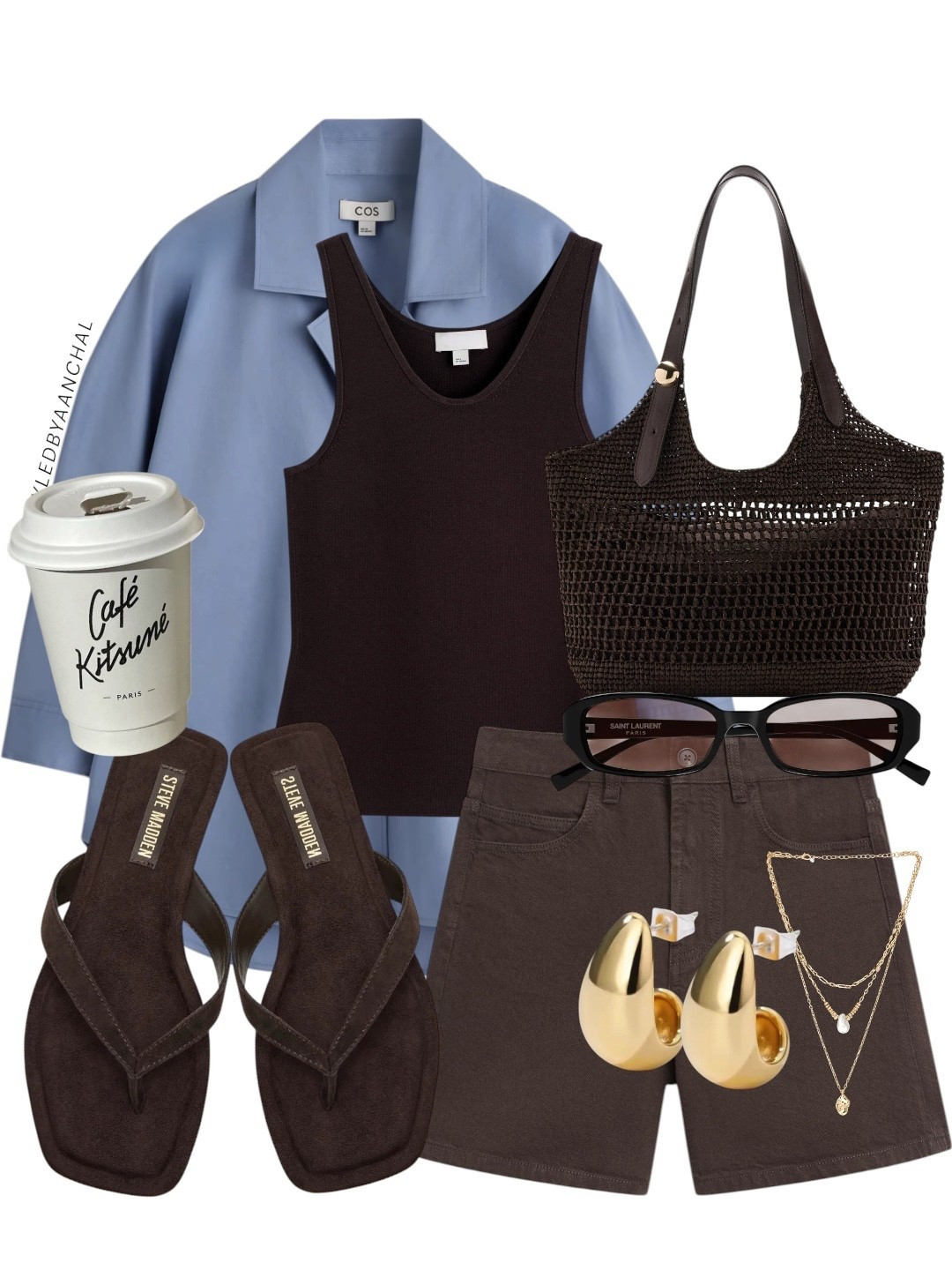 Brown and blue outfit


Brown shorts
Brown tank top
Blue shirt
Cos
Brown sandals
Steve Madden 
Brown bag


#LTKdayinmylife #LTKSeasonal #LTKootd