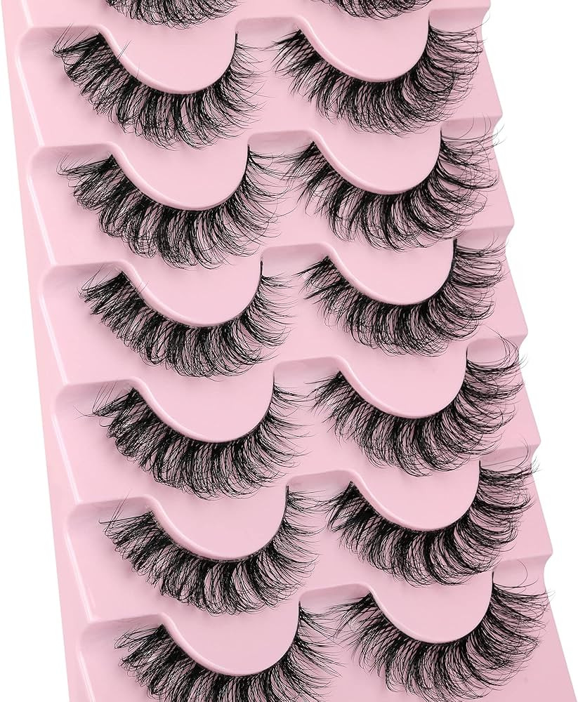 JIMIRE Eyelashes with Clear Band Wispy Curly 15mm 3D Faux Mink Lashes Fluffy Natural Volume Cat E... | Amazon (US)