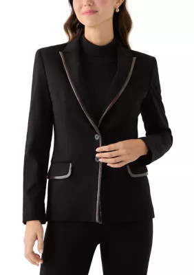 DKNY Women's 2 Button Notch Collar Blazer, Black, 12 | Belk