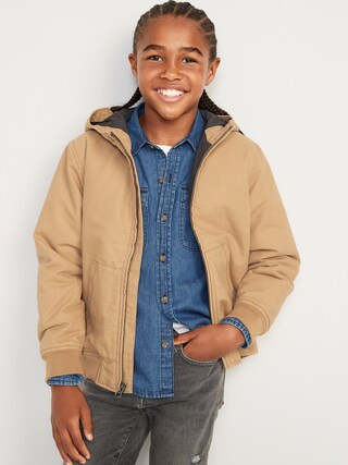 Hooded Canvas Utility Bomber Jacket for Boys | Old Navy (CA)