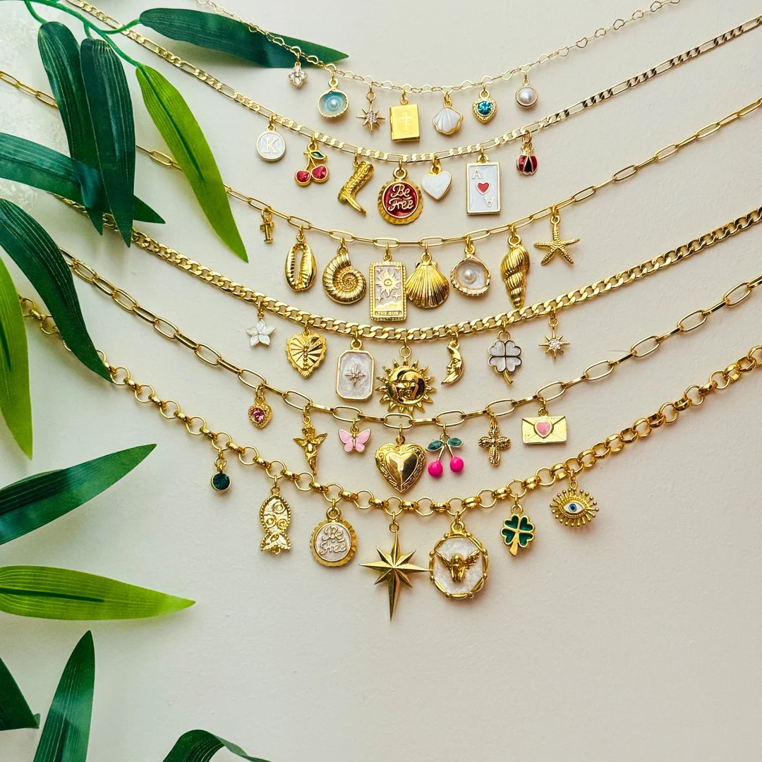 Build Your Own Custom Charm Necklace,pick Your Charms,gold Charm Necklaces for Women,vintage Chun... | Etsy (US)