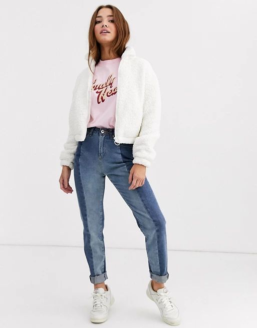 JDY teddy jacket in white | ASOS (Global)