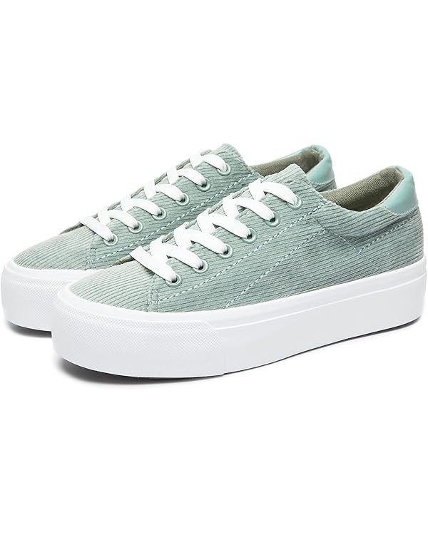 THATXUAOV Womens Platform Sneakers White Tennis Shoes Casual Low Top Fashion Sneakers | Amazon (US)