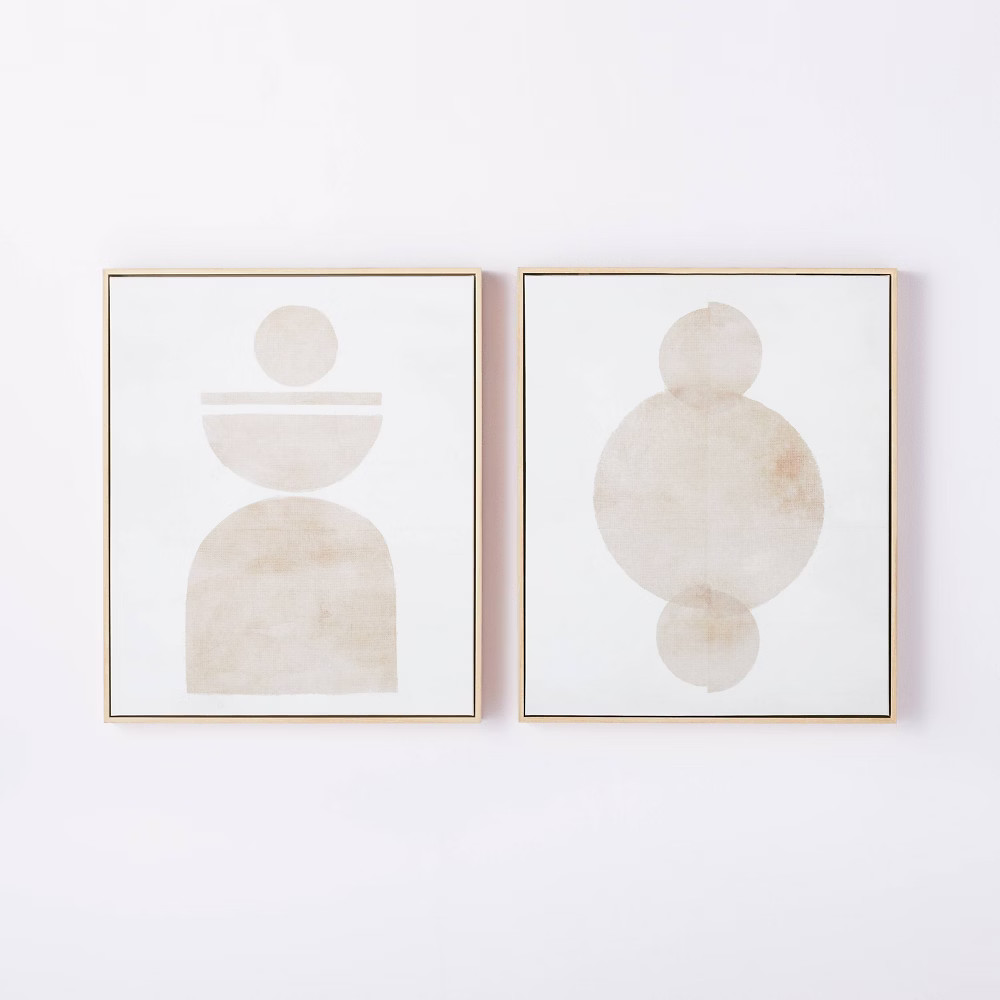 (Set of 2) 20" x 24" Abstract Shapes Framed Canvas Brown - Threshold™ designed with Studio McGee | Target