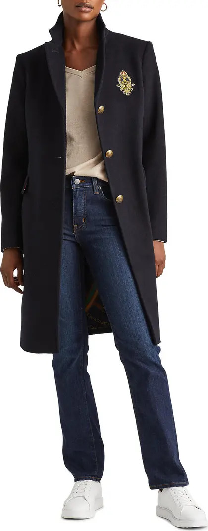 Lauren Ralph Lauren Logo Patch Wool Blend Jacket | Nordstrom | Nordstrom