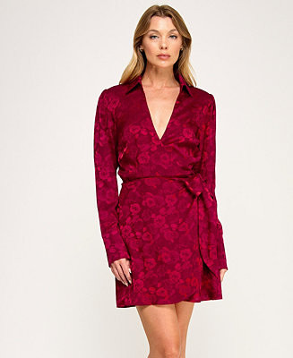 Juniors' Long Sleeve Wrap Mini Dress | Macy's