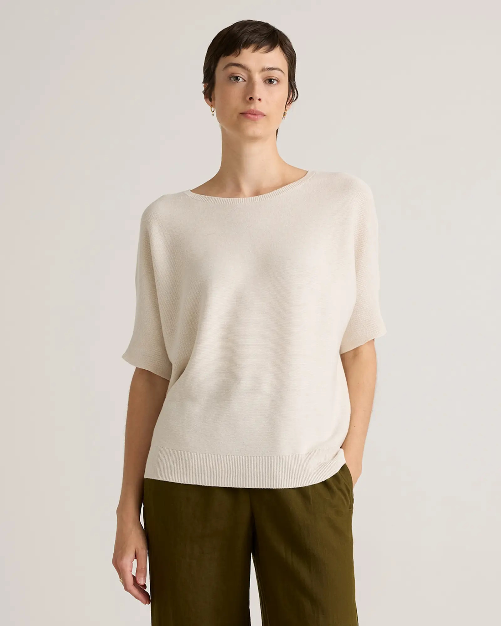 Lightweight Cotton Cashmere Link-Stitch Dolman Sweater | Quince