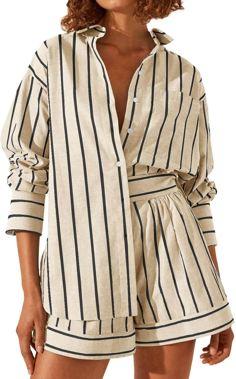 Tankaneo Womens 2 Piece Outfits Striped Set Matching Sets Women Clothing | Amazon (US)