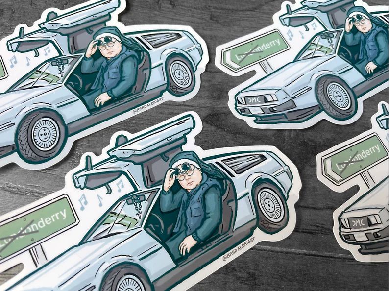 Sister Michael's Car - Stickers & Magnets - Derry Girls Delorean Illustration - Waterproof Decals | Etsy (US)