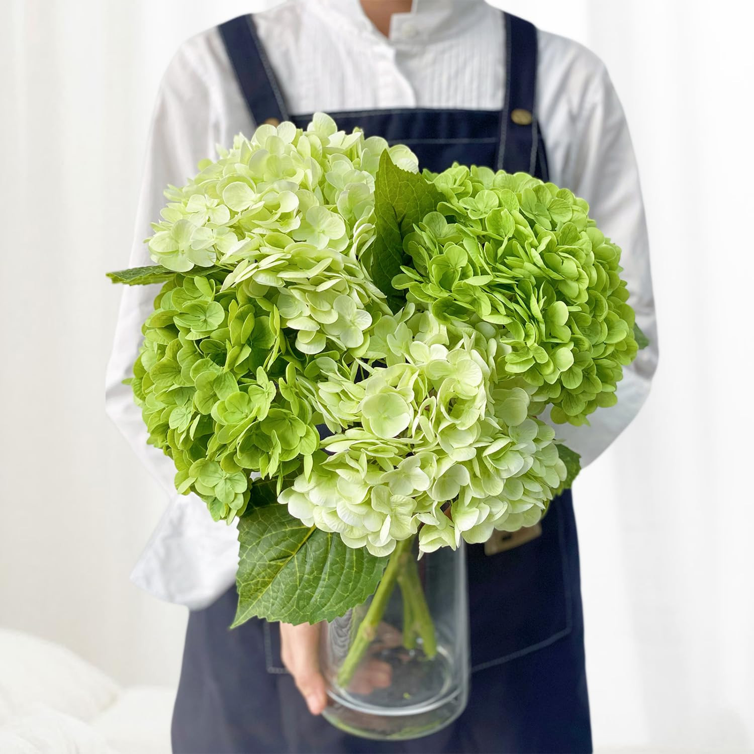 4PCS Green Artificial Hydrangeas, 21” Latex Silk Real Touch Lifelike Hydrangea Artificial Flowe... | Amazon (US)