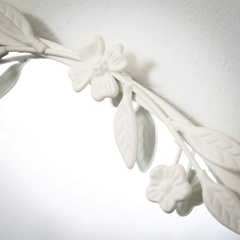 Flower Wall Mirror 25"H; White | Wayfair North America
