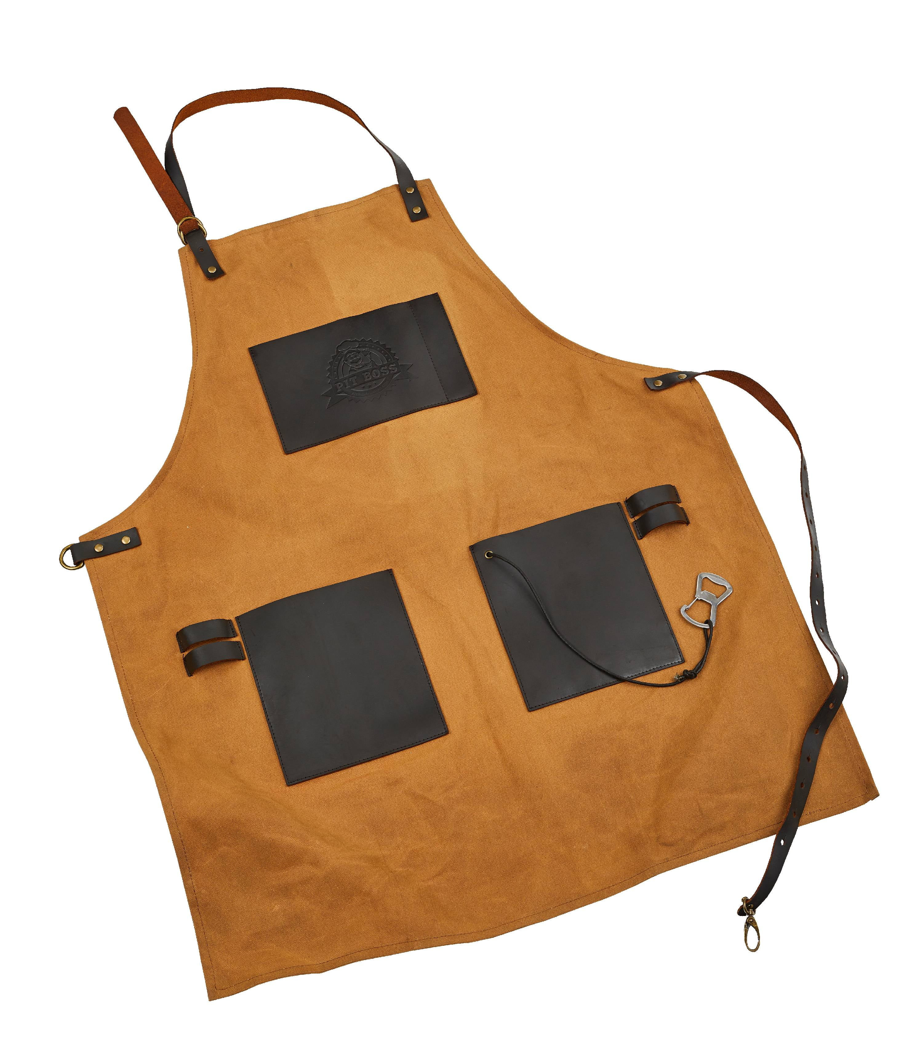 Pit Boss Canvas & Leather Grilling Apron with Pockets and Bottle Opener - Walmart.com | Walmart (US)