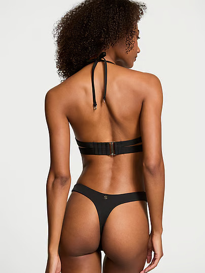 Swim Cinched Thong Bikini Bottom, Black, M - Women's Bottoms - Victoria's Secret | Victoria's Secret (US / CA )