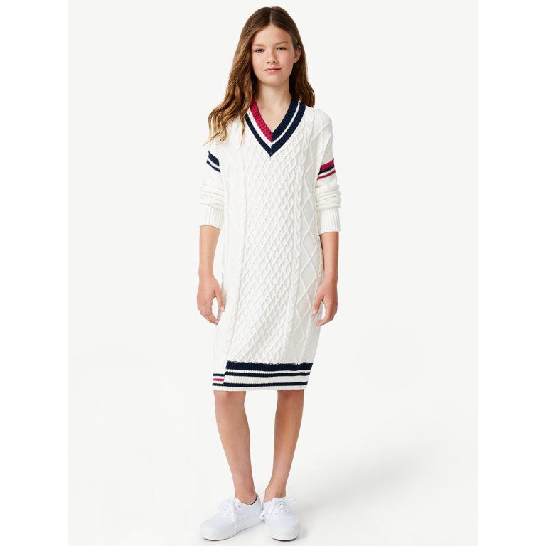 Free Assembly Girls Cable Knit Sweater Dress, Sizes 4-18 | Walmart (US)