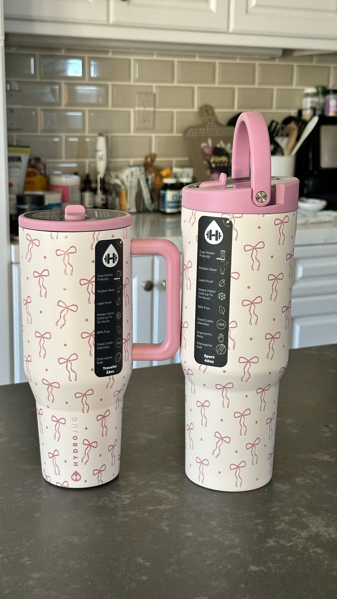 Hydrojug Traveler 32 oz and Sport 40 oz leakproof water bottles in pink bows 

#LTKActive #LTKTravel #LTKGiftGuide