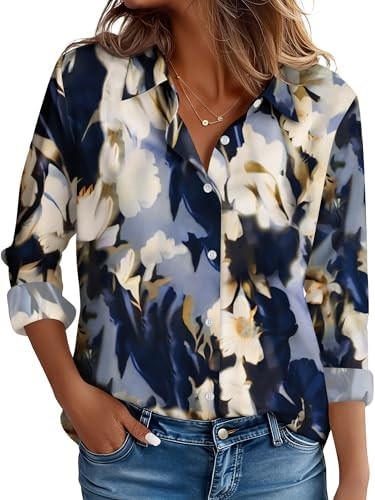 Women's Stain-Resistant Shirts Wrinkle Free Long Sleeve Blouse Office Tops | Amazon (US)