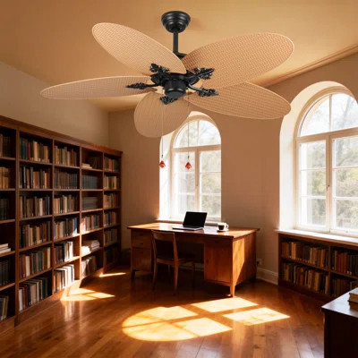 52 Inch Tropical Ceiling Fan With 5 Palm Leaf Blades, Indoor/outdoor No Light Fan, Pull Chain Control, Dual Mounting Options, Ideal For Patios And Be | Wayfair North America
