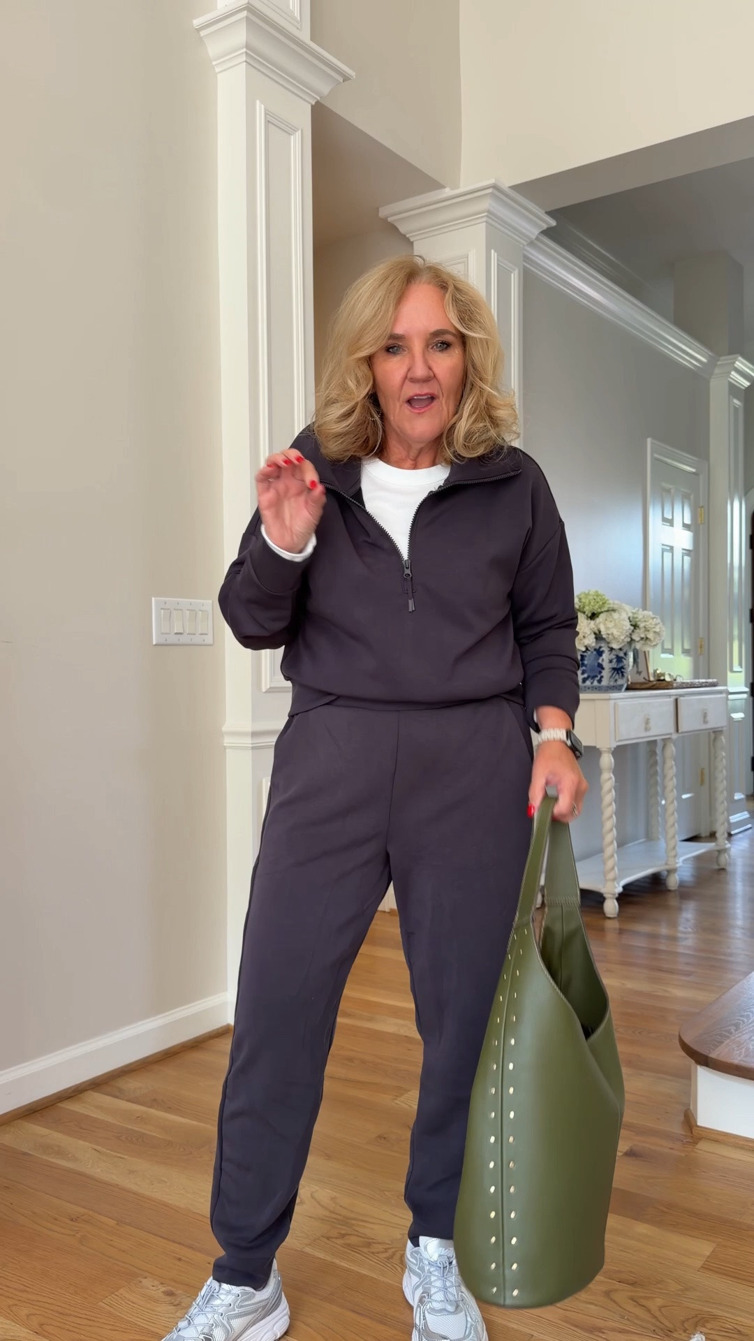 Airy knit a scuba track suit wearing a medium in all.