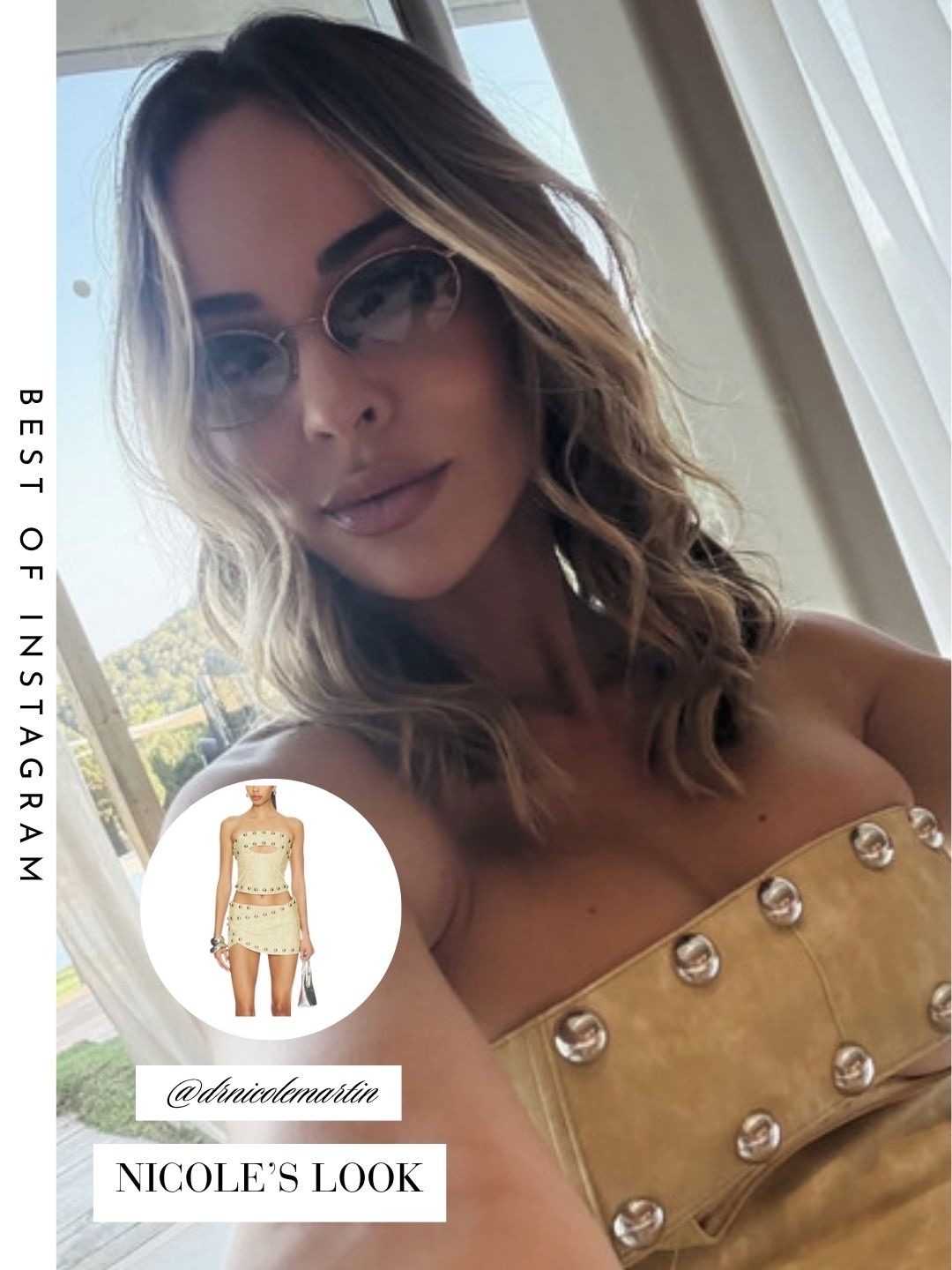 Nicole Martin’s Beige Suede Studded Skirt Set 📸 = @drnicolemartin