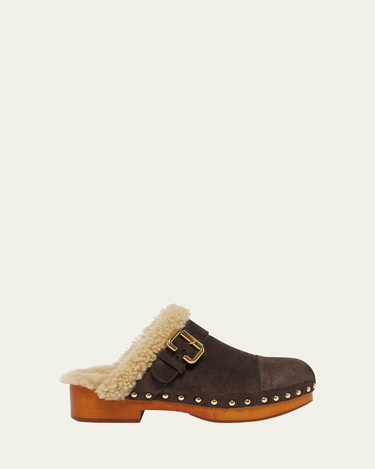 Jeanette Suede Shearling-Lined Clogs | Bergdorf Goodman
