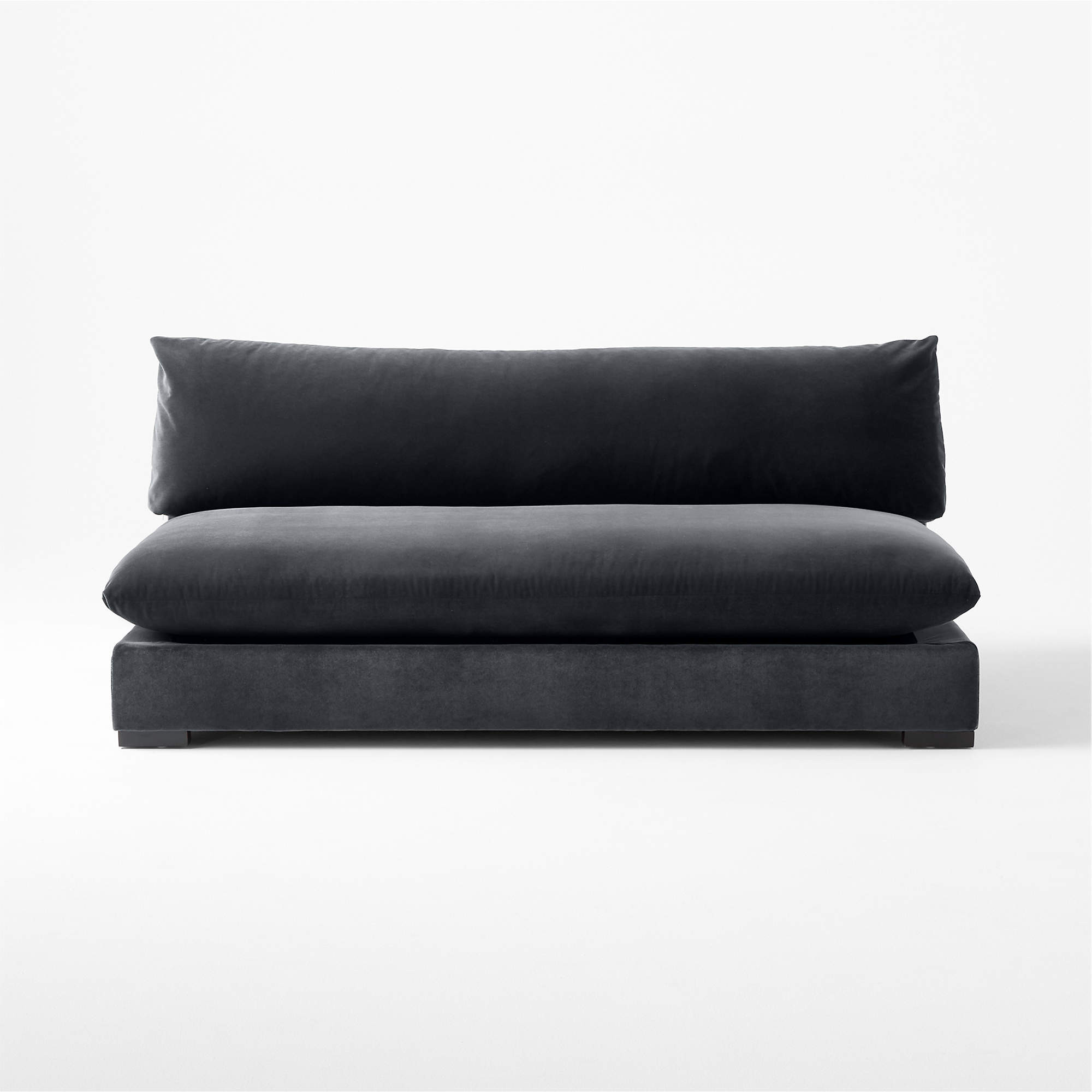 Deseo Charcoal Grey Performance Velvet Armless Loveseat + Reviews | CB2 | CB2