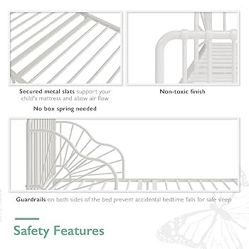 Little Seeds Quinn Whimsical Metal Toddler Bed, Off White | Amazon (US)