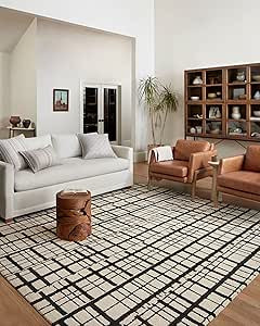 Chris Loves Julia x Loloi Polly Collection POL-02 Black / Ivory, Contemporary 7'-9" x 9'-9" Area ... | Amazon (US)