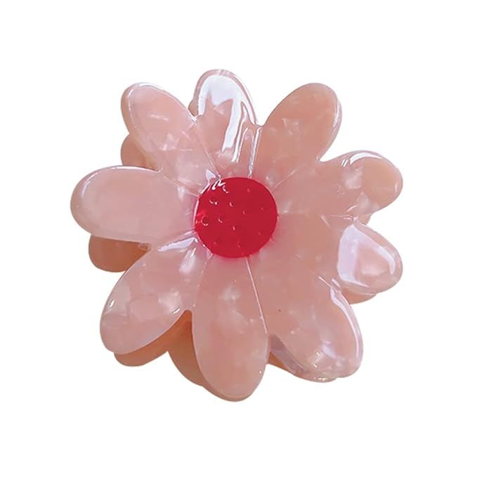 Daisy Flower Claw Clips,Cellulose Acetate Hair Clips,Small Claw Clips for Women,Pack of 2,Pink | Amazon (US)