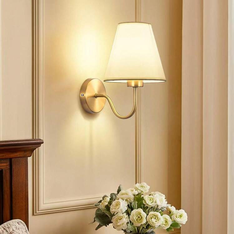 2 Pieces Set Of Gold/Black Wall Lamps, Modern Wall Lamp Retro Wall Lamp Device, With Fabric Lamps... | SHEIN