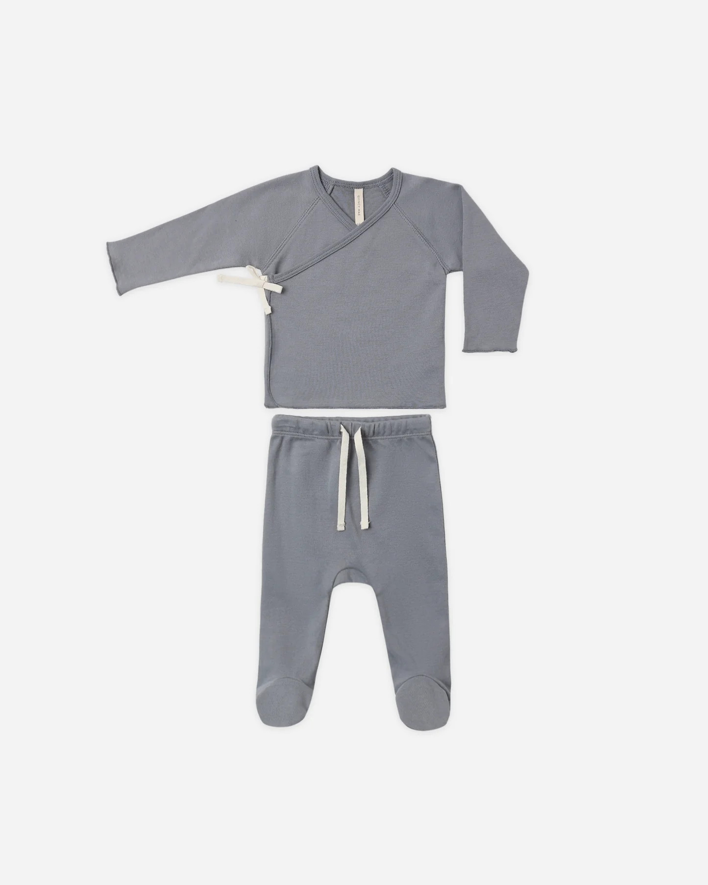 Wrap Top + Footed Pant Set Slate | Rylee + Cru