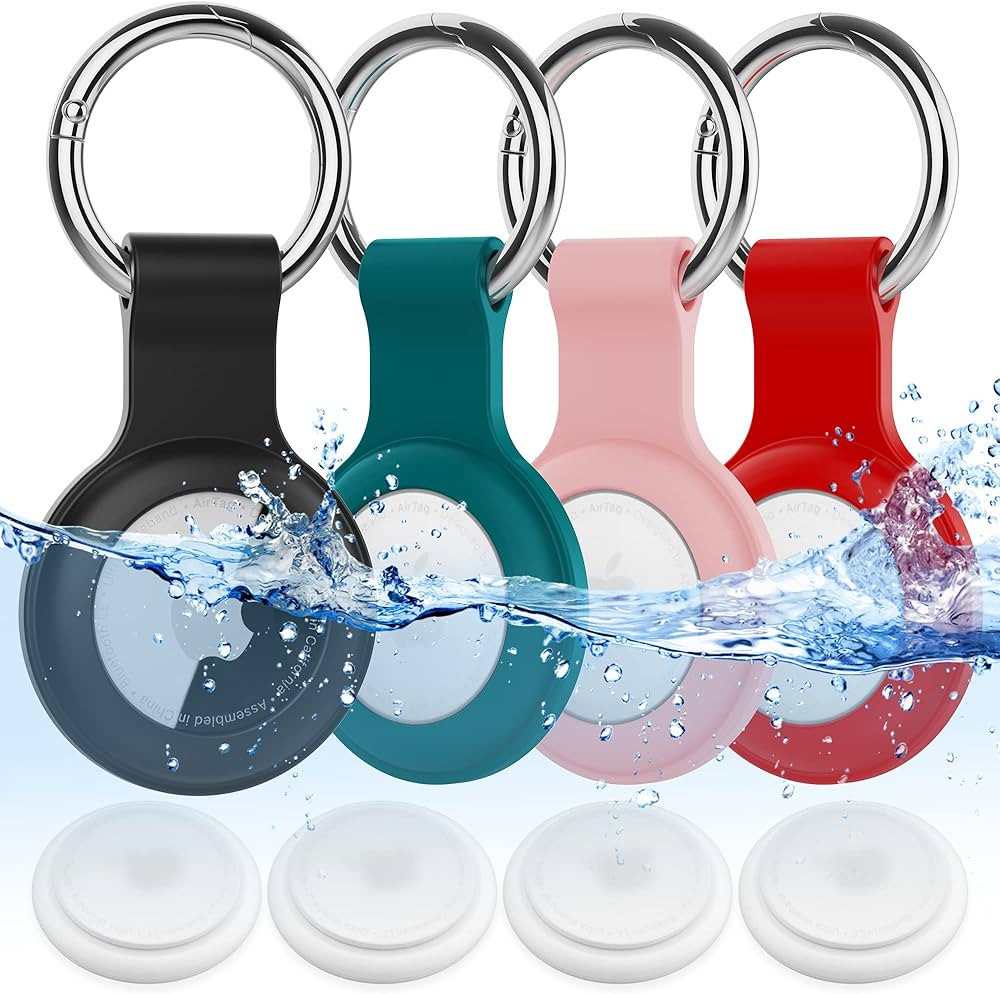 4 Pack IPX8 Waterproof AirTag Keychain，with Soft Silicone Holder Case Key Ring，Lightweight, A... | Amazon (US)