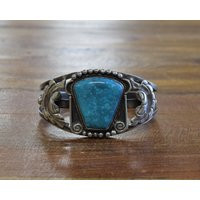 Vintage Southwestern Sterling Silver & Turquoise Cuff Bracelet | Etsy (US)