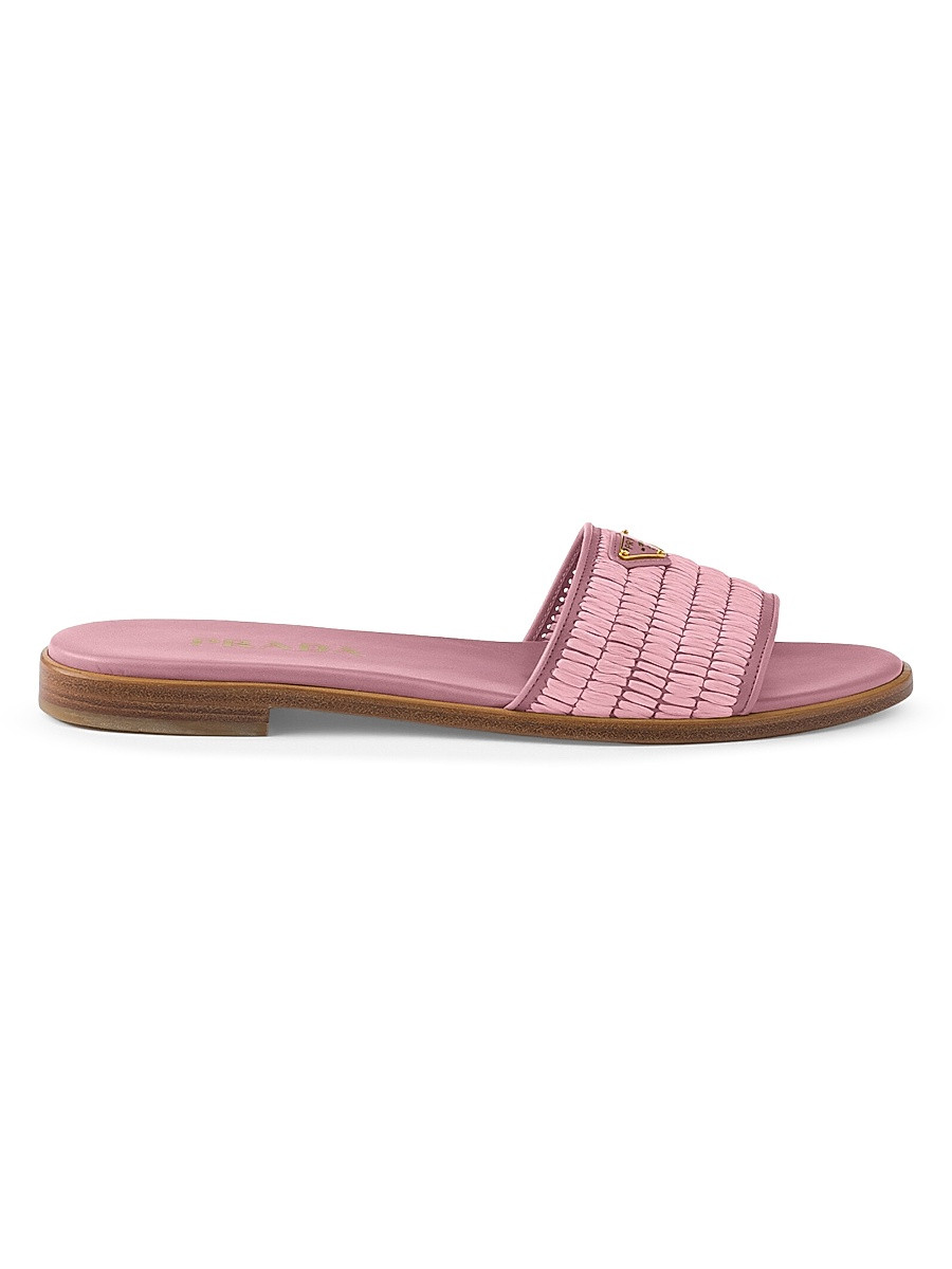 Women's Leather and Crochet Slides - Pink - Size 8 | Saks Fifth Avenue