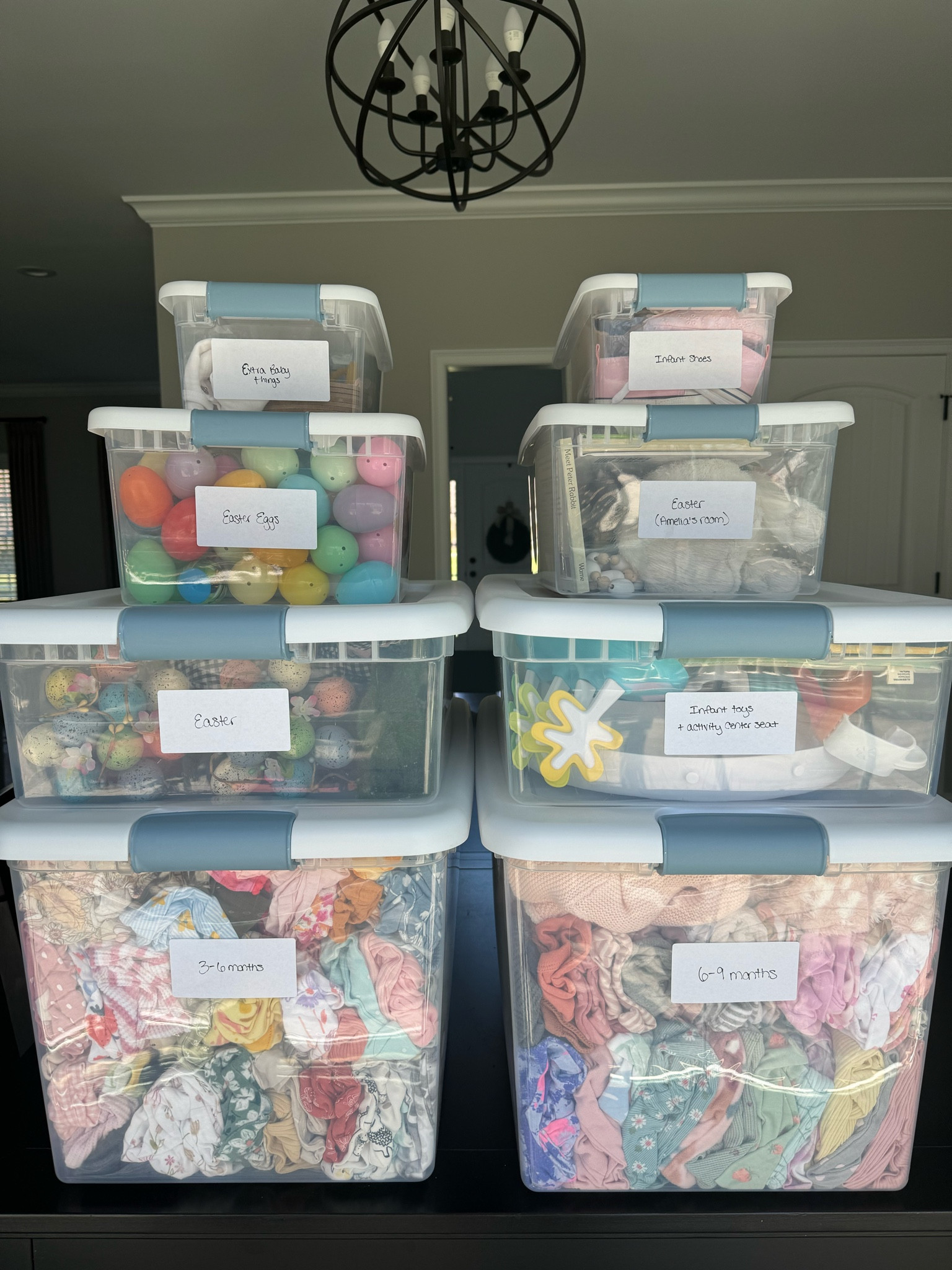 Every time another age milestone or holiday passes I realize I need to organize and store what we aren’t currently using, and these @sterilitecorportation bins are the perfect way to do so! #sponsored 

Here is how I utilized them…
•64qt latching boxes for baby clothes we’re saving until the next one
•32qt boxes for infant toys and holiday decor 
•15qt boxes for more holiday decor 
•6qt boxes for miscellaneous baby things and shoes

The clear base is a must (if I can’t see it I’ll probably forget about it) and I love their new blush wash latch color 😍

Comment SHOP and I’ll send to the link to these!
.
.
.
#sterilite #SteriliteInWithTheNew #homeorganization #momorganization #organizedwithkids

#LTKkids #LTKhome #LTKfamily