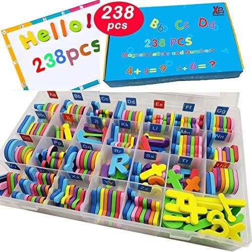 Xinpowwo 238Pcs Magnetic Letters and Numbers for Educating Kids in Fun with Storage Box-Uppercase... | Amazon (US)