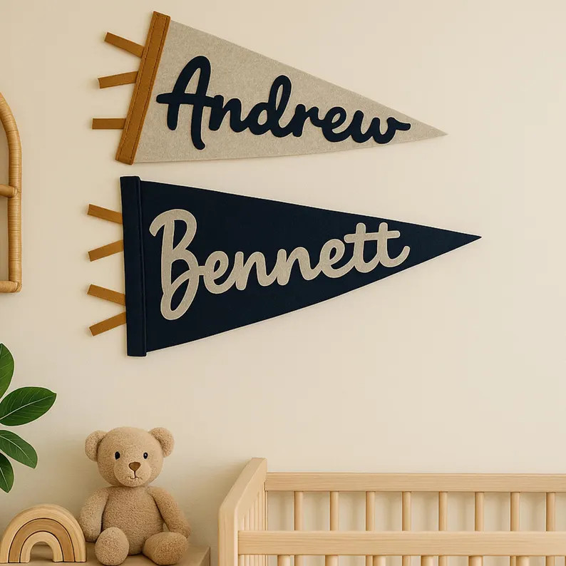 Personalized Name Pennant for Nursery Room Decor | Baby Shower Gift | Baby Boy Girl Name Nursery ... | Etsy (US)