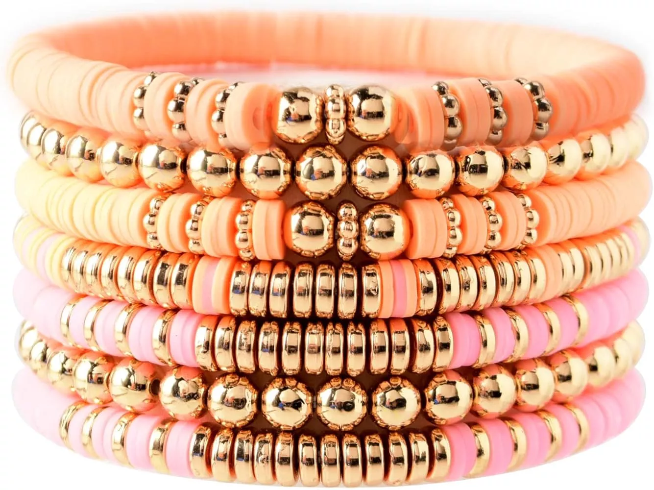 Surfer Heishi Clay Bead Bracelets for Women Bohemian Stackable