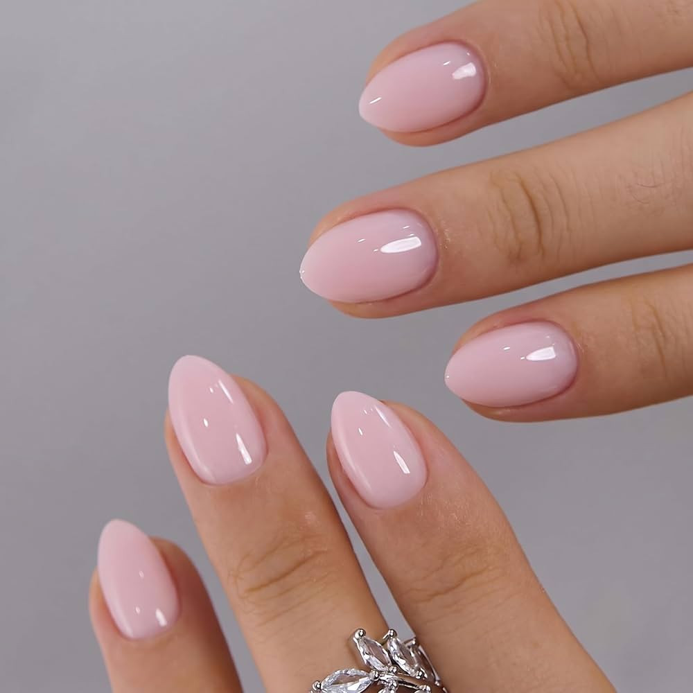 CurvLife Extra Short Almond Press On Nails, Blush Veil Nude Pink, Soft Gel | Amazon (US)
