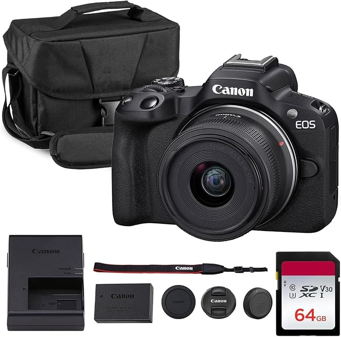 Canon EOS R50 Mirrorless Camera Kit – APS-C RF Camera with 18-45mm Lens, 4K Video, Dual Pixel A... | Amazon (US)