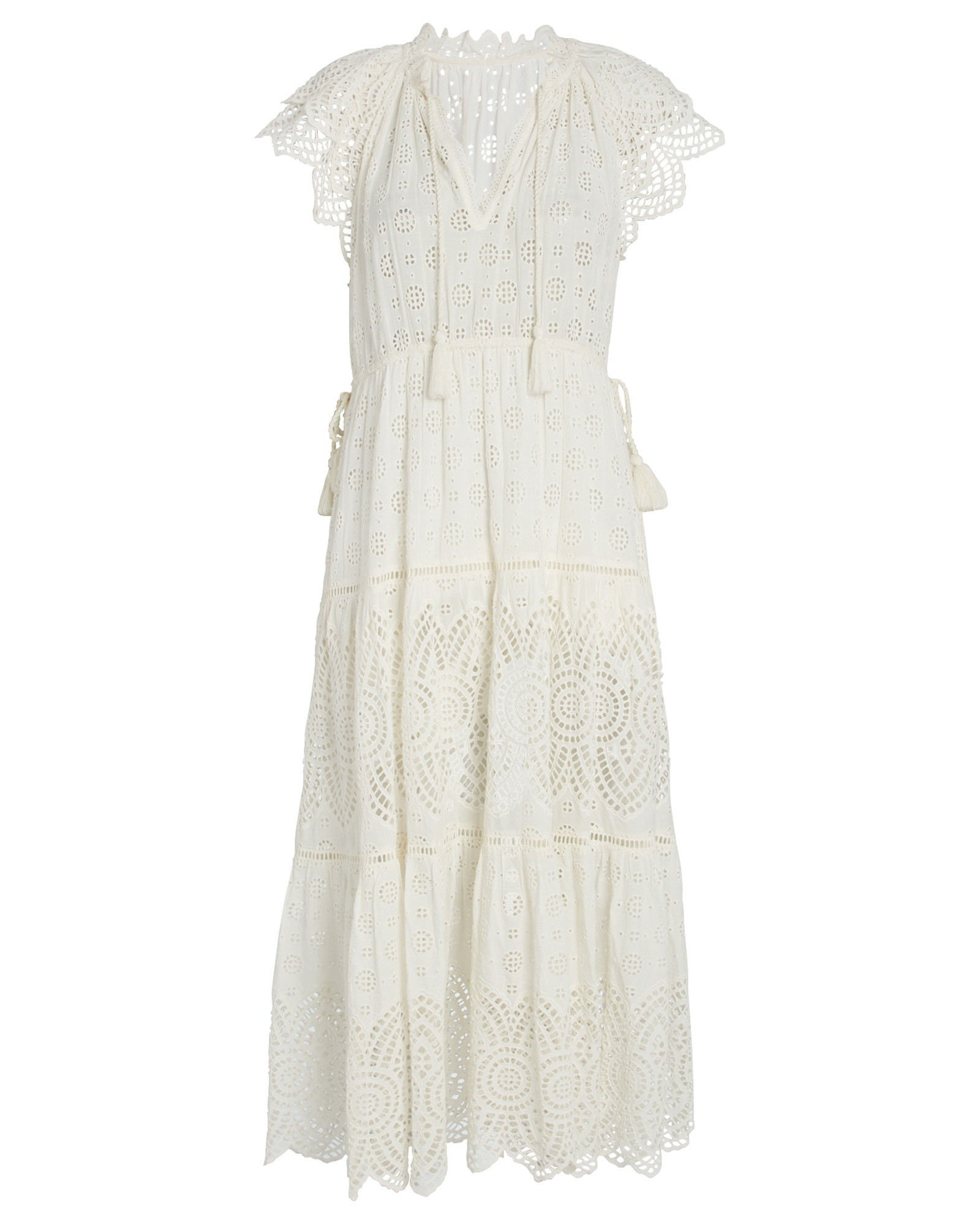 Ulla Johnson Gianna Eyelet Midi Dress, White 4 | INTERMIX