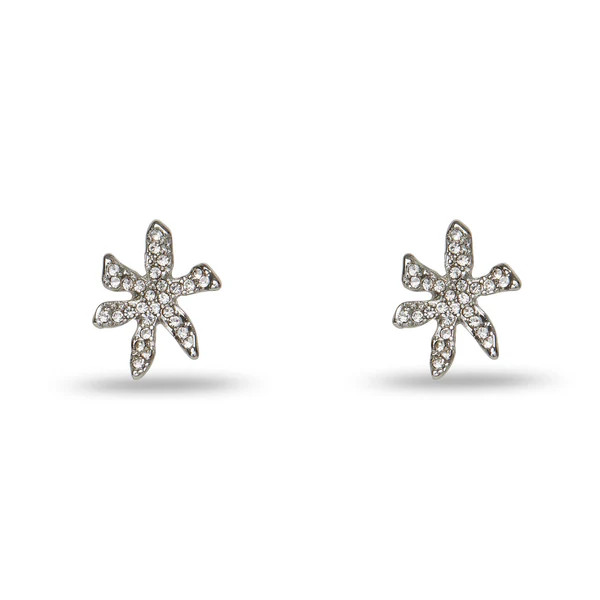 CRYSTAL PAVE WATER LILY STUD EARRINGS | LELE SADOUGHI
