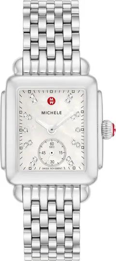 MICHELE Deco Mid Diamond Dial Bracelet Watch, 29mm | Nordstrom | Nordstrom