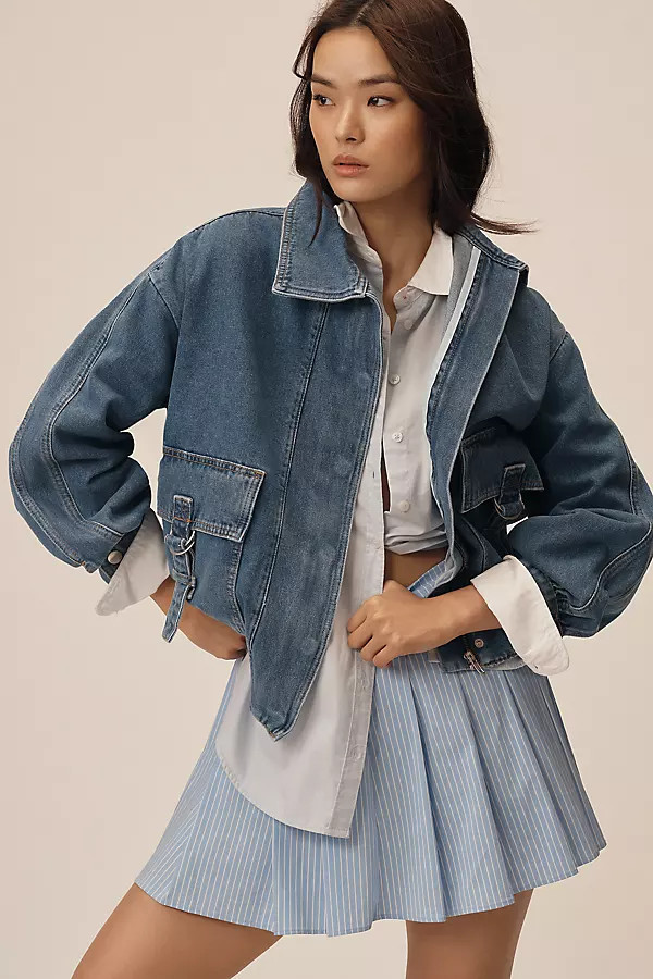 Utility Denim Bomber Jacket | Anthropologie (US)