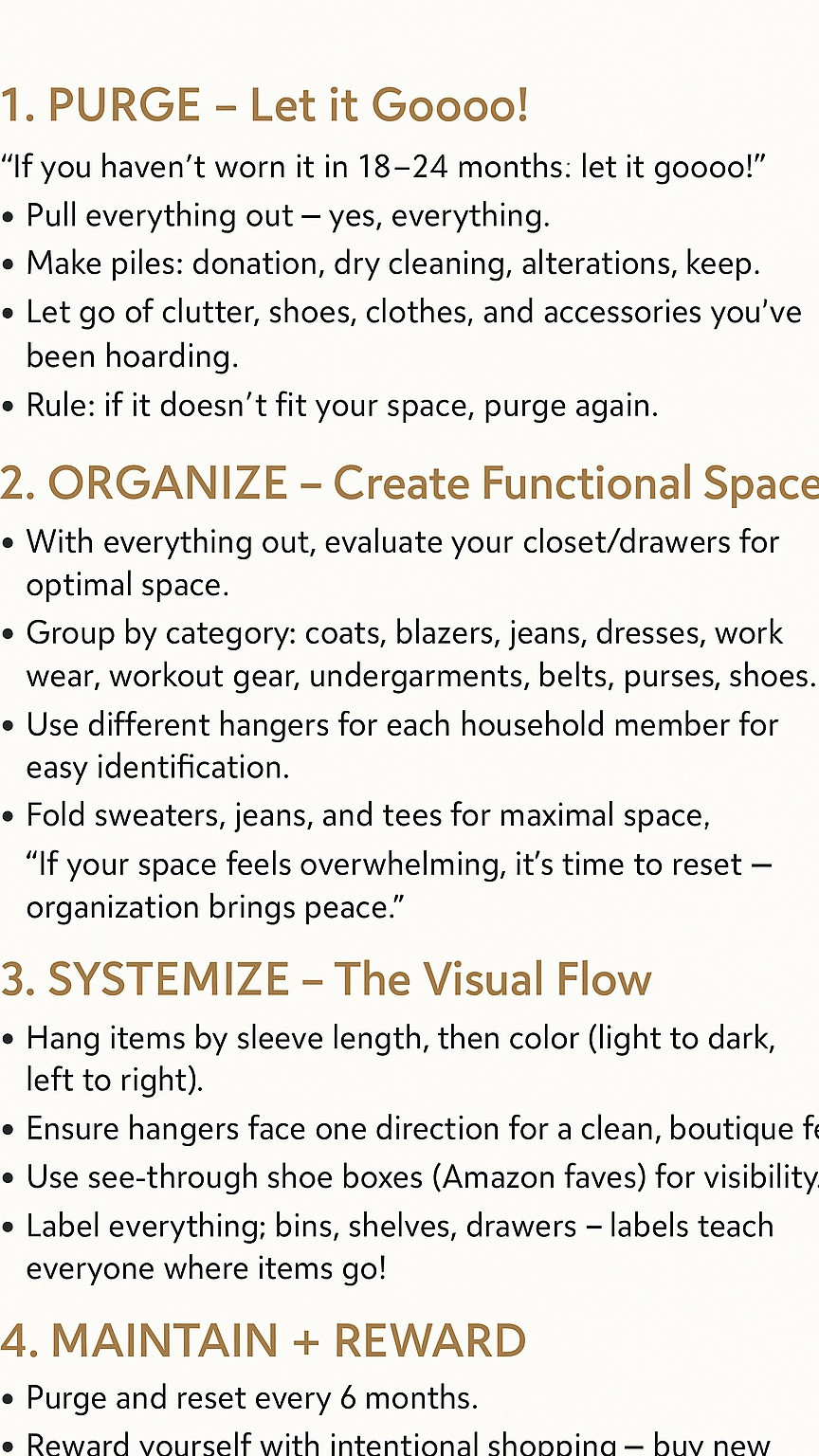 Final reveal. 🖤

What used to be a 14x12 jam-packed, overwhelming closet is now edited down into TWO small closets — filled only with what I actually wear and love.

I’ve been reducing my wardrobe for years and now I purge quarterly, passing pieces on to women who truly need and appreciate them. Less clutter. More clarity. More intention.

Sneakers? Those stay. I wear them forever. 😉

Everything I used to complete this closet reset — storage, organizers, hangers, and shoe boxes — is linked in this post. 

Save this post for inspiration to “LET IT GO"

#LTKOver40 #LTKselfcare #LTKHome