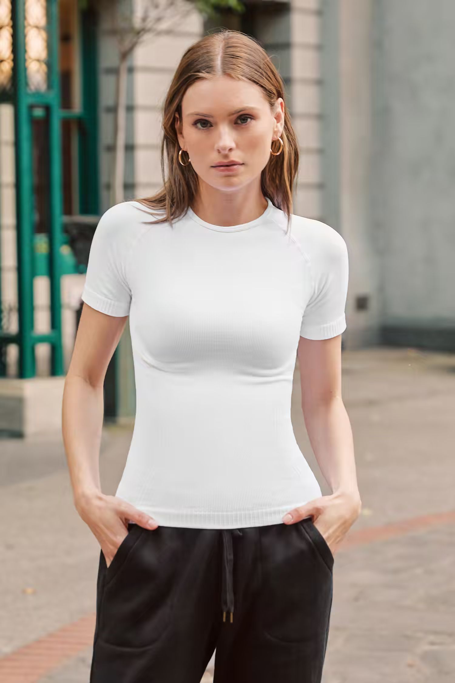 Classic White Ribbed Tee | Cupshe US