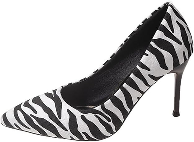 Womens High Heel Sandals Pointed Fine Heel Baotou Stripes Heeled Sandals Low-top Zebra Stripes Sh... | Amazon (US)