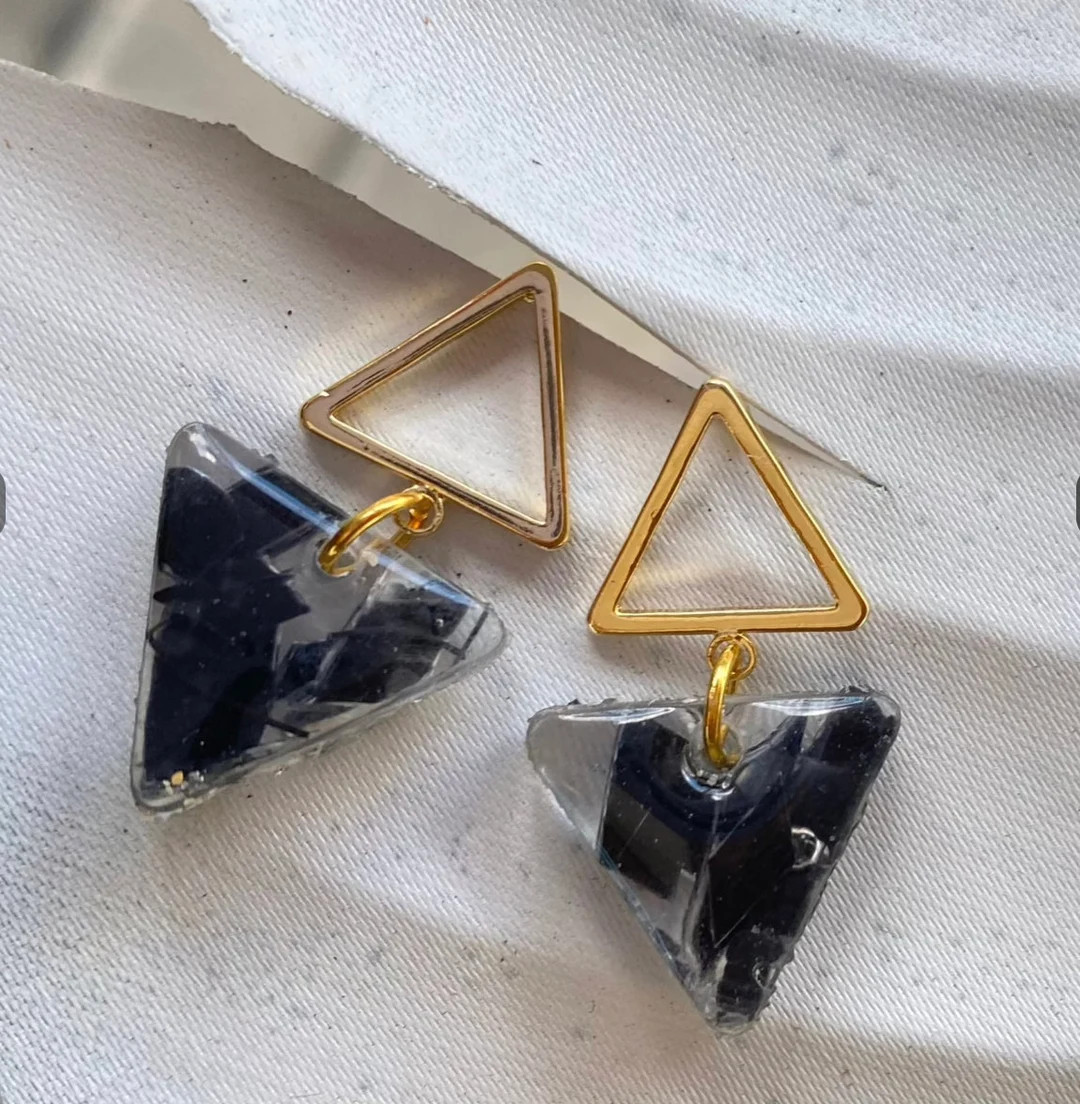 Black Recycled Ocean Plastic Earrings Repurposed Sustainable Waterproof Lightweight Microplastic ... | Etsy (US)