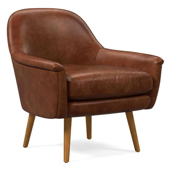 Phoebe Leather Chair - Wood Legs | West Elm (US)