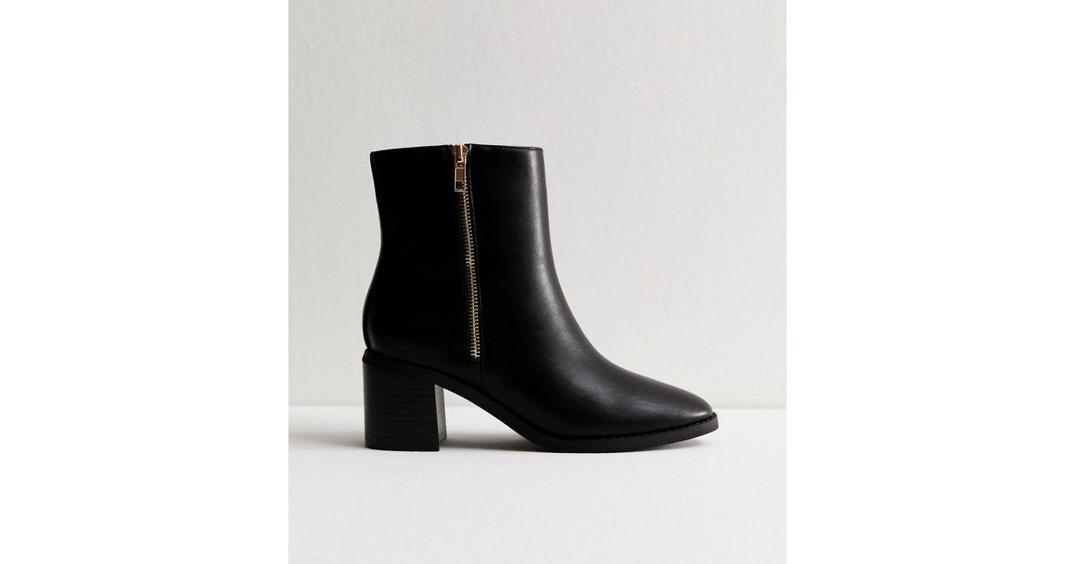 Black Faux Leather Double Side Zip Ankle Boots | New Look | New Look (UK)
