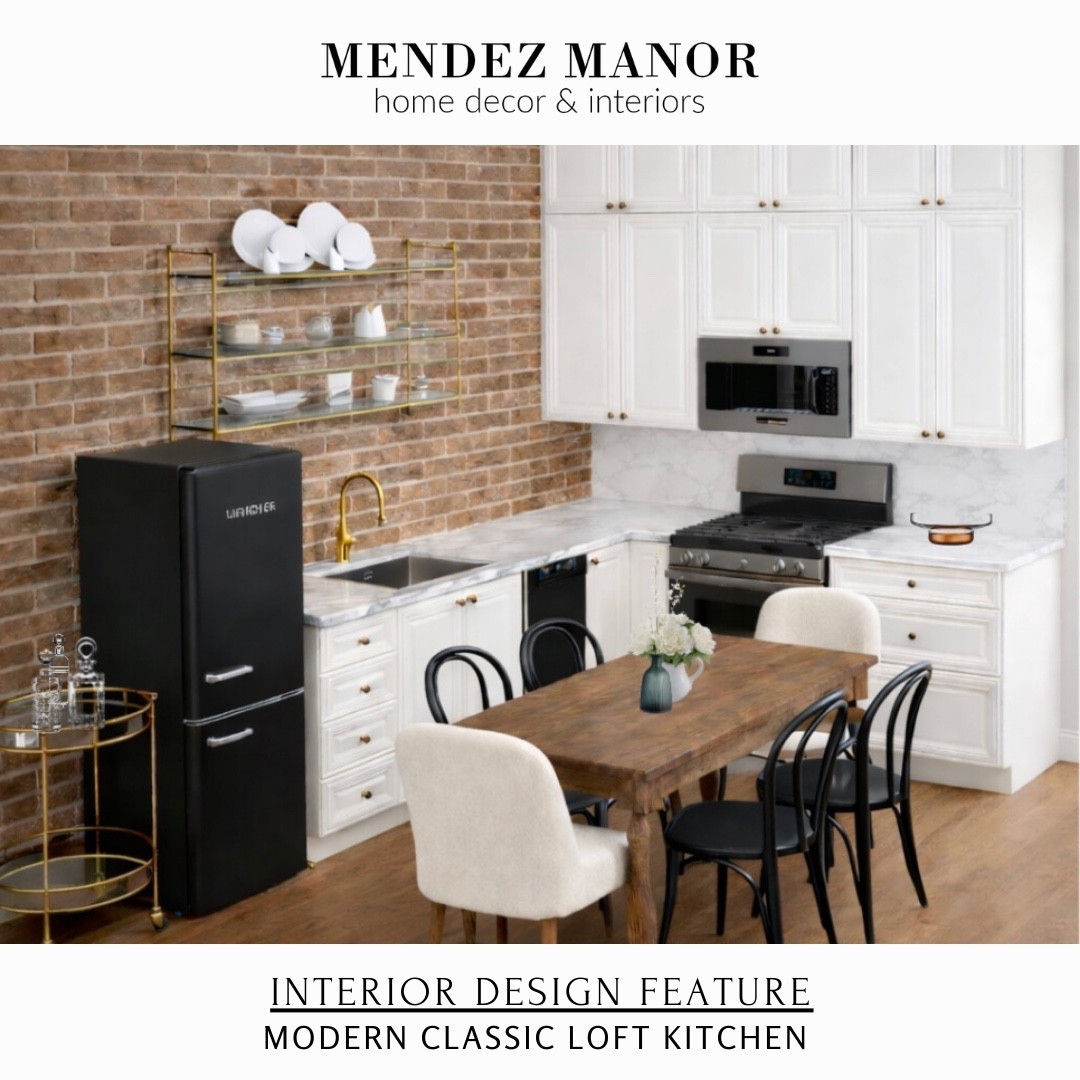 Loft apartment small kitchen design 🙌🏻

Using cabinets, countertops and appliances from Home Depot. Brass and glass wall shelves are from IronAbode. 👍🏻

#diningtable #diningchairs #headchairs #farmhousetable #modernfarmhouse 

#LTKSaleAlert #LTKHome

#LTKHome #LTKSaleAlert